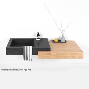Floating Concrete Sink/Vanity, Handmade, Fiberglass Reinforced, Waterproof, Customizable Dim, Modern Luxury Bathroom Ideas, interior design.