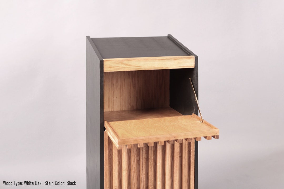 Handcrafted Concrete and Wood Floor Lectern With Desk and Storage ...