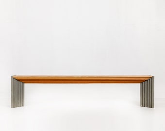 Handmade Concrete Leg and Wood Bench for Indoors and Outdoors