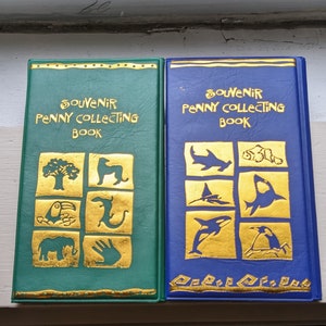 One Green/One Blue Elongated Penny Books w/ 2 FREE Pennies