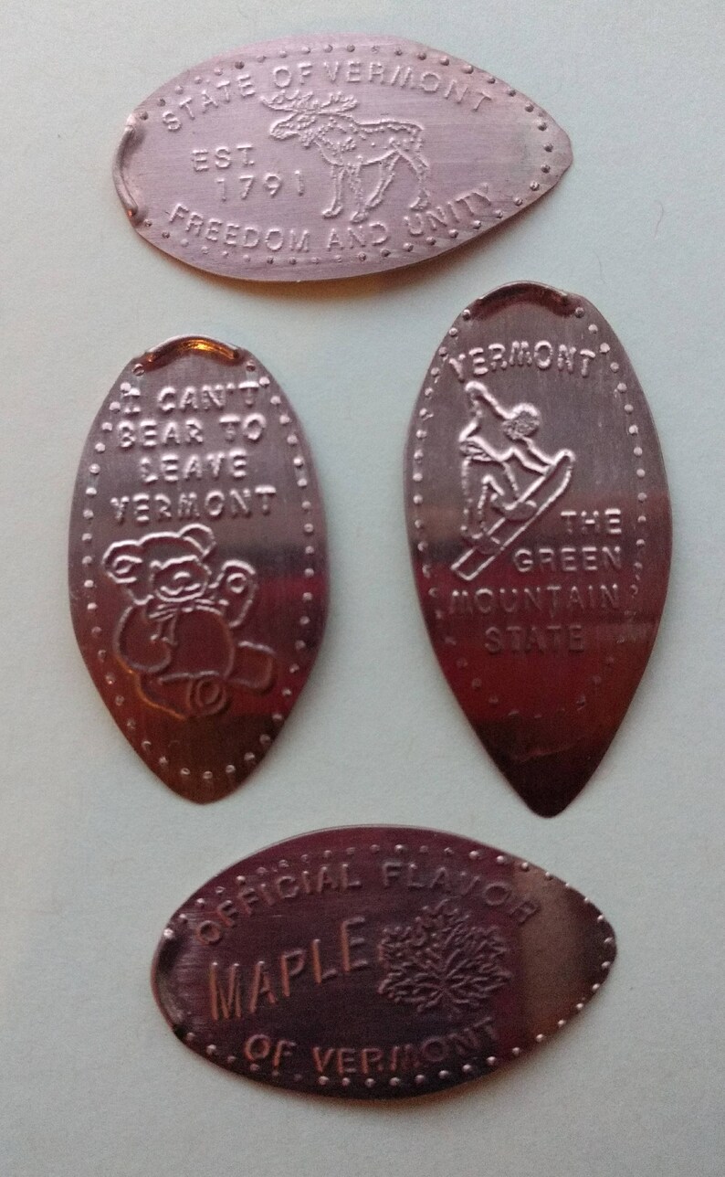 4 Vermont Elongated Pennies All Copper Set 1 Etsy
