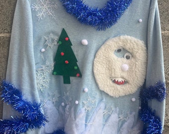 Bumble the Abominable Snowman Tacky Ugly Christmas Sweater * Lights UP * Womens Medium