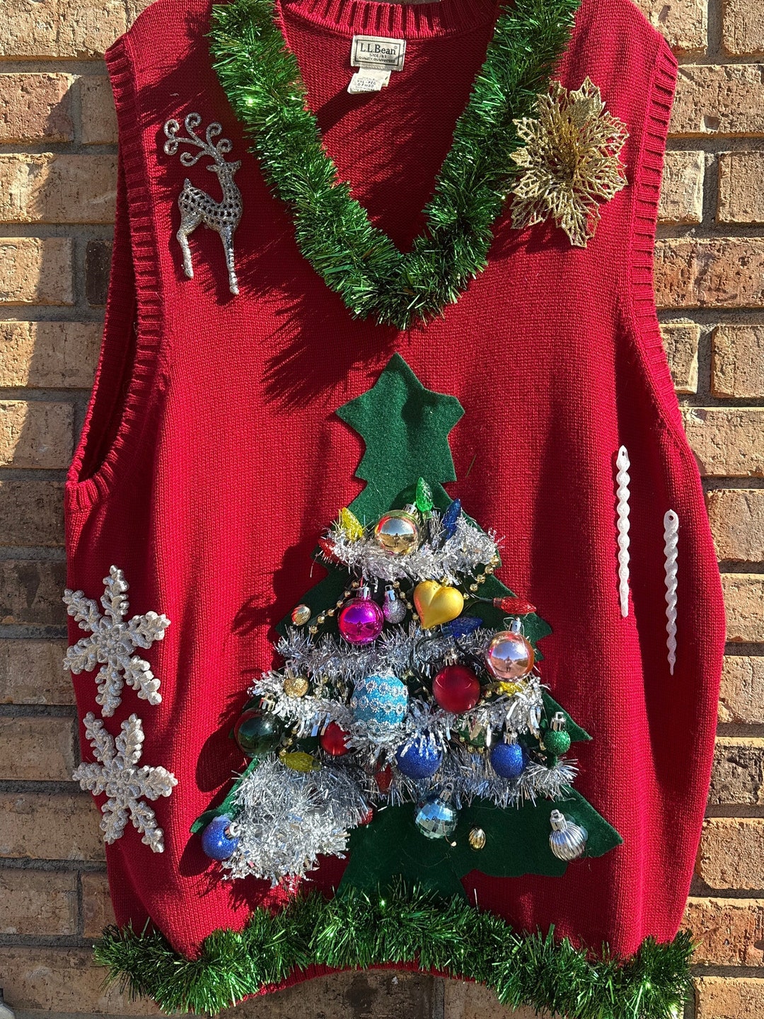 Mens Christmas Tree Made to Order Red Light up Sweater Vest Etsy