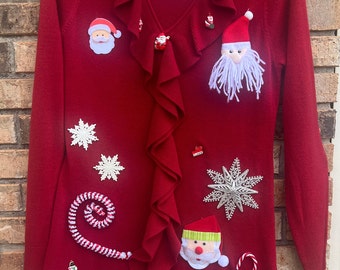 Tacky Ugly Xmas Christmas Sweater Sexy Santa Womens Medium NWT