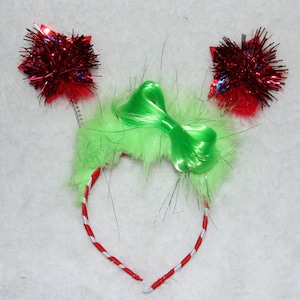 Cindy Lou Who Candy Cane rode streep metallic hoofdband - Grinch Christmas - Whoville Holiday Party Piece