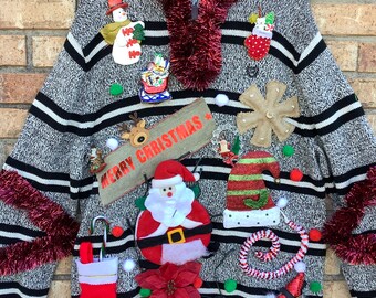 Merry Christmas Funny,Colorful,New Size Large Tacky Christmas Sweater