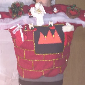 WINNER Fire Place Mantel TACKY Hilarious Ugly Christmas Sweater Any Size image 3