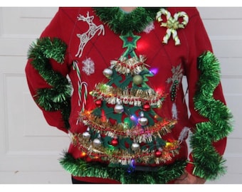 Weihnachten Xmas HoHoHo Sexy Lustige Party Pullover LIGHTS Up! Jede Größe wird auf Bestellung gefertigt