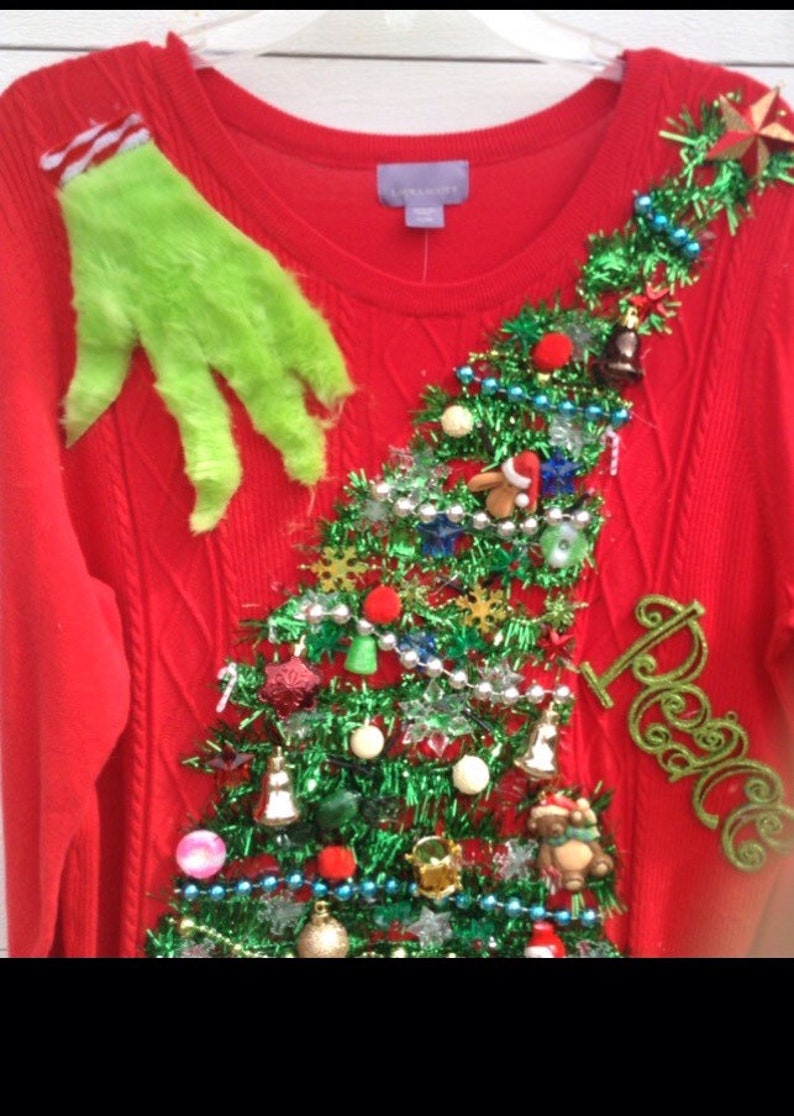 Huge Leaning Christmas Tree loaded with Ornaments Lights up Etsy