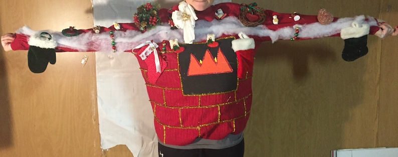 WINNER Kamin Mantel TACKY Hilarious Ugly Christmas Pullover Jeder Größe Bild 1