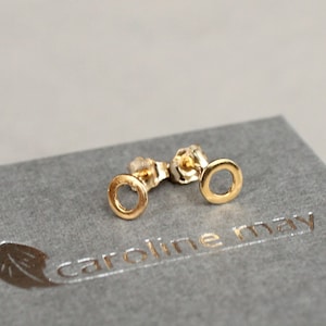 Tiny gold halo studs, small halo earrings, gold circle studs, halo stud earrings, vermeil halo stud earrings, vermeil earrings, gift for mum