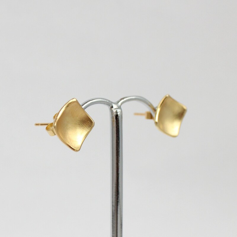 Brushed Gold Stud Earrings main image 1