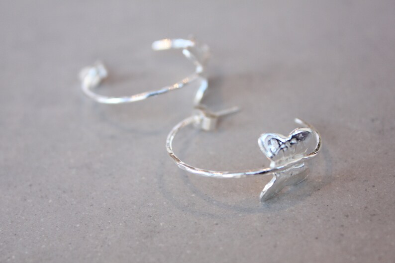 butterfly drop earrings butterfly dangle earrings butterfly hoop earrings Silver butterfly earrings silver butterfly on hoop earrings