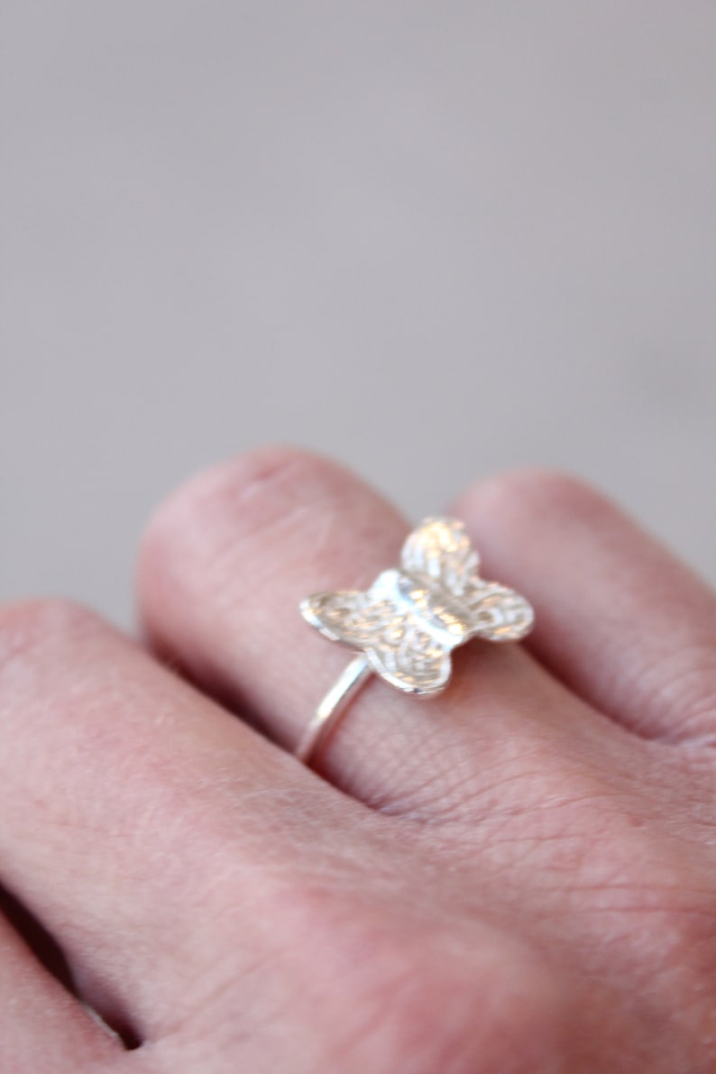 dainty silver ring ring for girl Silver butterfly ring butterfly gift Hill Tribe silver butterfly ring ring for daughter ring for bff
