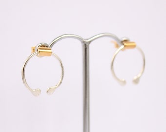 Gold and silver earrings, bullnose ring, nose ring earrings, bullnose ring stud earrings, vermeil earrings, gold on silver earrings