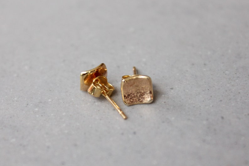 Gold Small Square Stud Earrings Vermeil Stud Earrings Gold Etsy UK