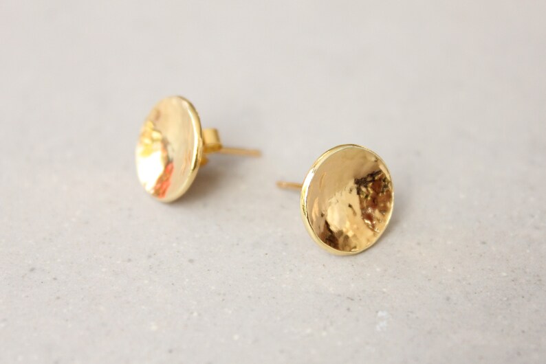 Gold Stud Earrings Vermeil Earrings Round Gold Studs Etsy Hong Kong