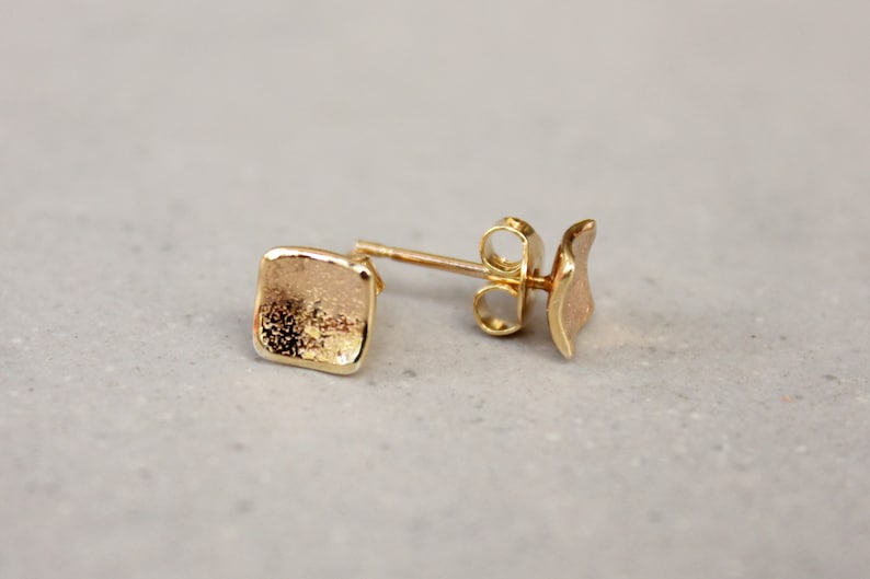 Gold Small Square Stud Earrings Vermeil Stud Earrings Gold Etsy UK