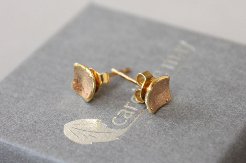 Gold Small Square Stud Earrings Vermeil Stud Earrings Gold Etsy UK