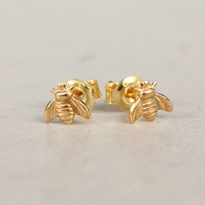 Clous d&#39;oreilles abeilles en or, clous d&#39;oreilles abeilles, boucles d&#39;oreilles abeilles en or, bijoux abeilles, cadeau abeille, cadeau pour amateur d&#39;abeilles, cadeau apiculteur, bourdon, abeille