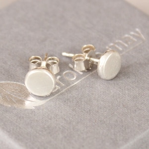 Silver stud earrings, brushed silver earrings, contemporary stud earrings, solid silver studs, stud earrings for school, chunky studs