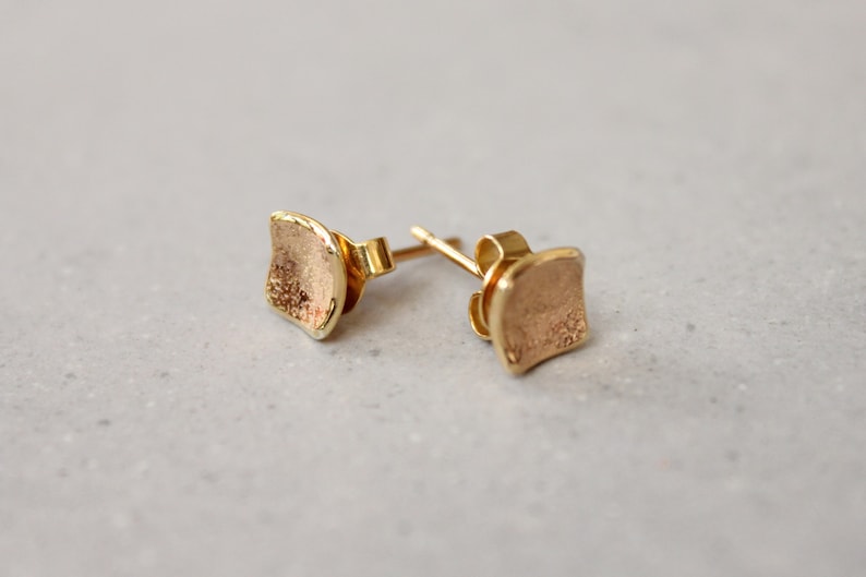 Gold Small Square Stud Earrings Vermeil Stud Earrings Gold Etsy UK