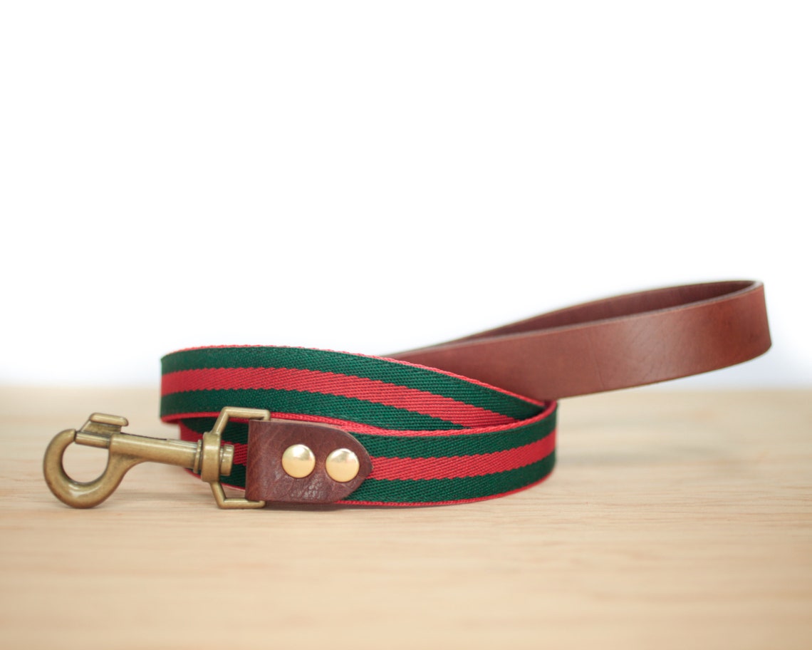 Custom Leather Red/Green Dog Collar. Italia 1 Gucci Etsy