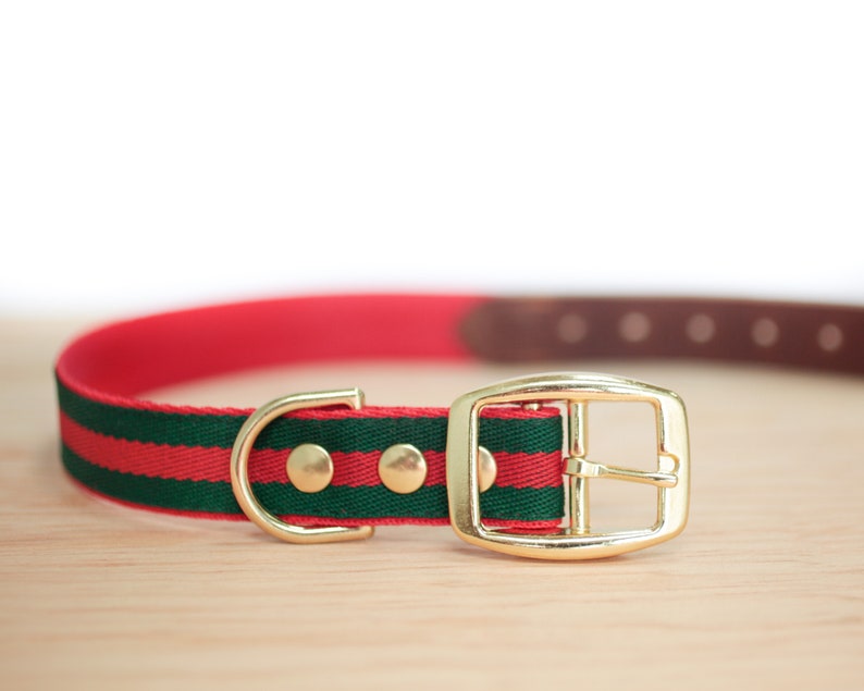 Custom Leather Red/Green Dog Collar. Italia 1 Gucci Etsy