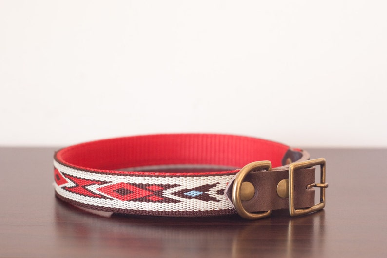 Custom Leather RedBrownWhite Dog Leash Navajo Red 34
