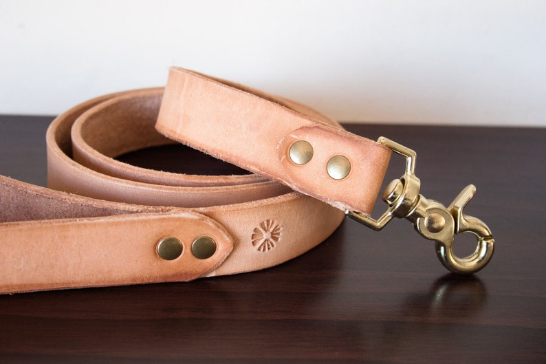 Personalized Vegetable Tanned Leather Dog Leash Natural Etsy