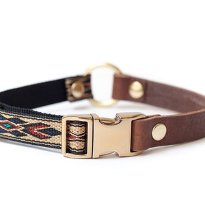 Purple/Navy/Sand Vegetable Tanned Leather Dog Collar with Metal Side Release Buckle - Navajo 3/4&quot;