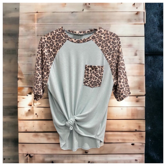 Cozy Comfy Zenana Leopard Pocket Detail Solid Colored Raglan Tops-7 Color  Choices 