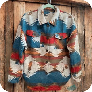 Tribal Aztec Print Jacket: Women&#39;s Relaxed Fit with Pockets-Outerwear