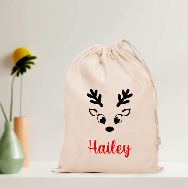 Reindeer favor bag, kids Christmas goodie bag, Holiday Party Favor Bags, Holiday Treat Bag, stocking stuffers, Personalized holiday Gift Bag