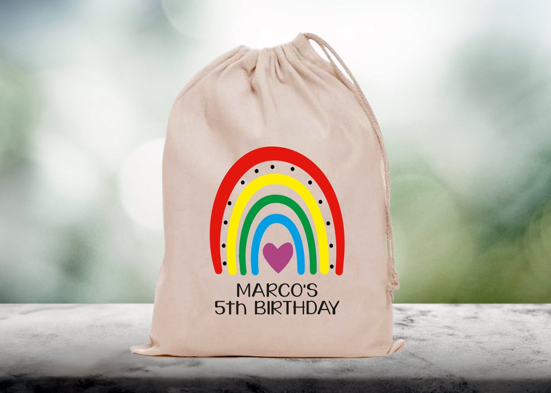 Rainbow Birthday Favor Bag, Personalized Kids Birthday , Kids Party