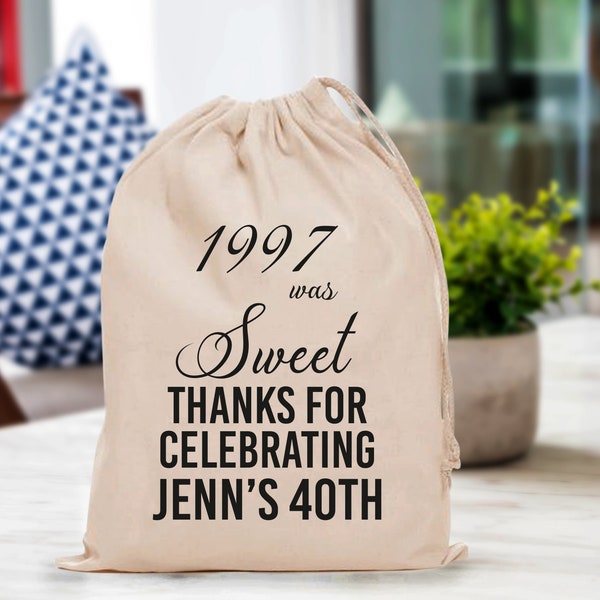 Birthday party bag, personalized party favor, 40th birthday, Birthday favor bag, Personalized bag, birthday gift, 40 years birthday