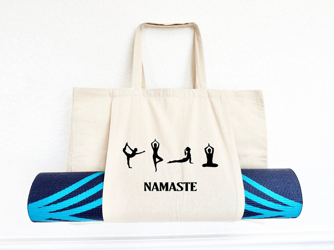 Namaste Yoga Canvas Cotton Tote Bag/yoga Mat Bag/personalized Gym Bag