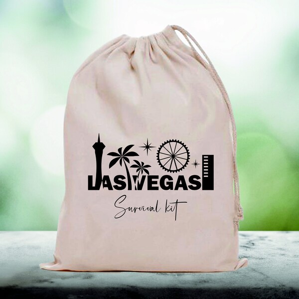 Las Vegas survival  Kit,Custom Wedding, Guest Favor Bags, Personalized Hangover Kit, Canvas Bags, Wedding Survival Kit, Wedding guest favors