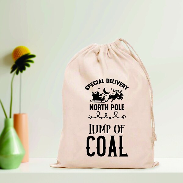 Bag of coal, kids Christmas goodie bag, Holiday Party Favor Bags, Holiday Treat Bag, stocking stuffers, Personalized holiday Gift Bag