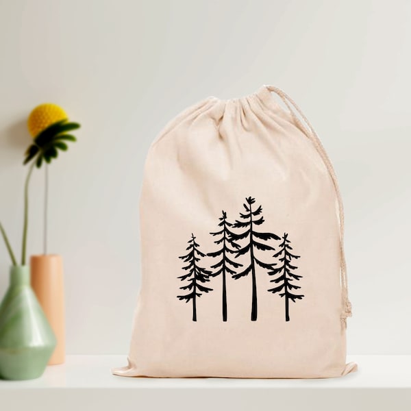 Forest Design favor bag, Personalized Pine Tree Favor bag, Pine Tree Wedding favor bag, winter wedding favor bag, december wedding favor bag