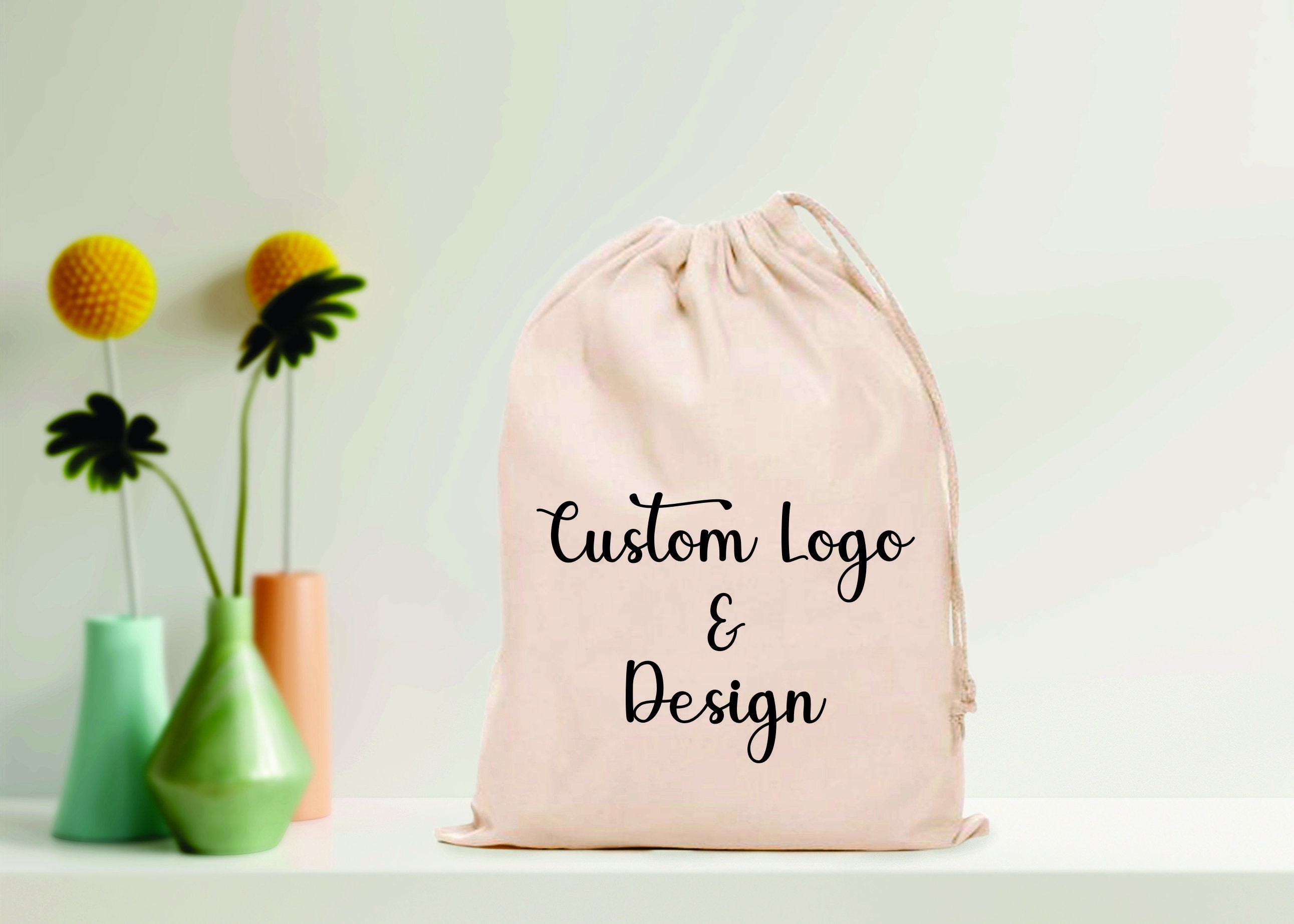 Set of 50 Personalized Logo Print,custom Cotton Drawstring Bags,jewelry  Packaging Bag,chic Drawstring Pouches,premium Small Canvas Bag 