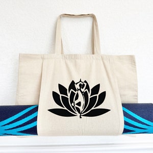 Lotus yoga canvas tote/Yoga mat bag/Personalized gym bag/yoga pilates mat bag/Yoga Bag with Mat holder/fitness lover gift/gits for her