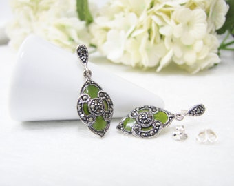 Adorable Dangling Earrings, Sterling Silver Earrings, Silver Earrings, French Enamel Earrings, stud Earrings, Gift for Her