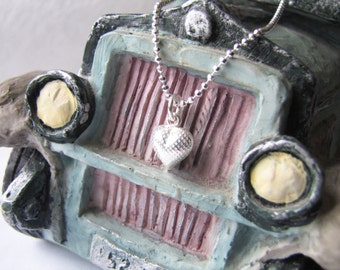 Kid's Little Heart Sterling Silver Choker, Heart Pendant, Sterling Silver Pendant, Kid's Sterling Silver Necklace, Kid's Gift