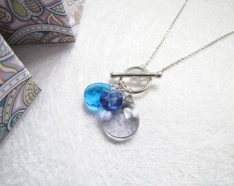 Chic Toggle Sterling Silver Choker, Swarovski Crystal Sterling Silver Necklace, Silver Pendant, Everyday Necklace