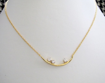 ANKA Sterling Silver Choker 16+2" Necklace 18K Yellow Gold Sparkling Cubic Zirconia Pendant What a Beautiful 925 Silver Everyday Jewelry