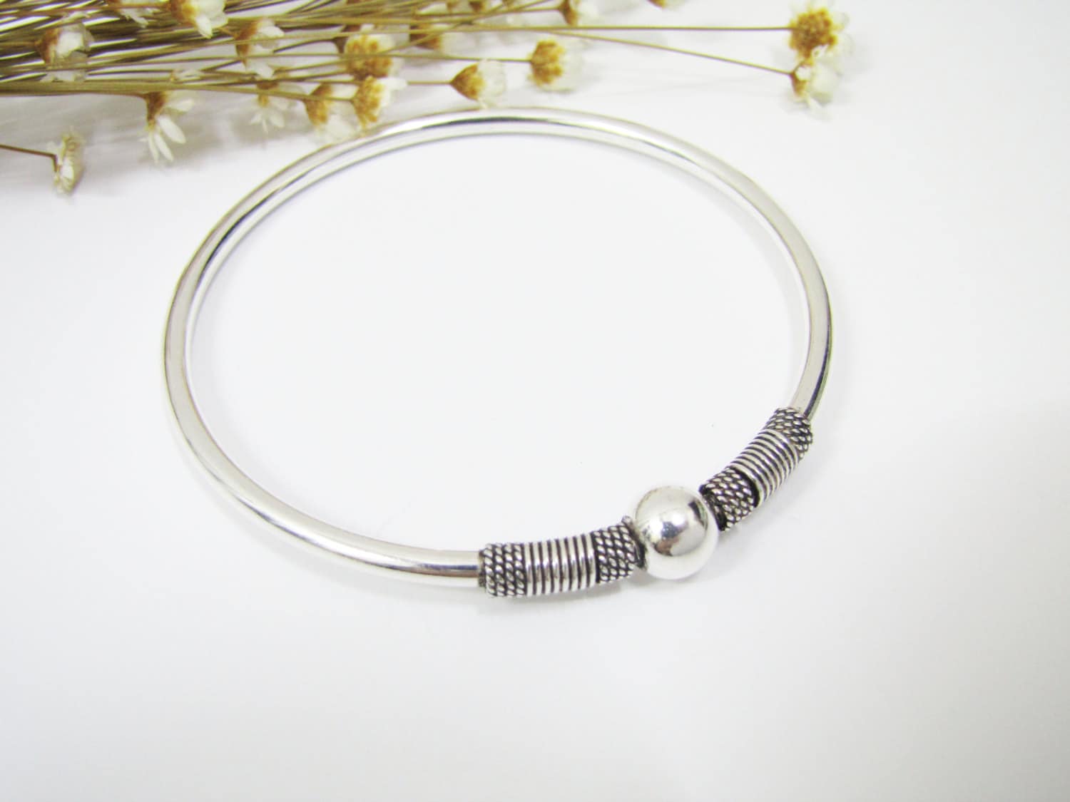 Simple but Chic Sterling Silver Bangle, Silver Bracelet, Sterling