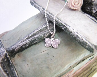 Kid's Sterling Silver Choker,  Enamel Butterfly Pendant Necklace, Sterling Silver Pendant, Kid's Sterling Silver Necklace, Kid's Gift