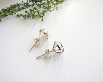 Delicately Crafted Stud Earrings, Sterling Silver Earrings, Silver Earrings, Ear Studs, Unisex Post Earrings, Gift for Her or For Him