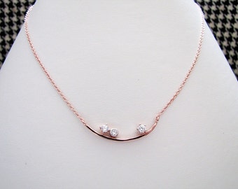 ANKA Sterling Silver Choker 16+2" Necklace 18K Rose Gold Sparkling Cubic Zirconia Pendant What a Beautiful 925 Silver Everyday Jewelry